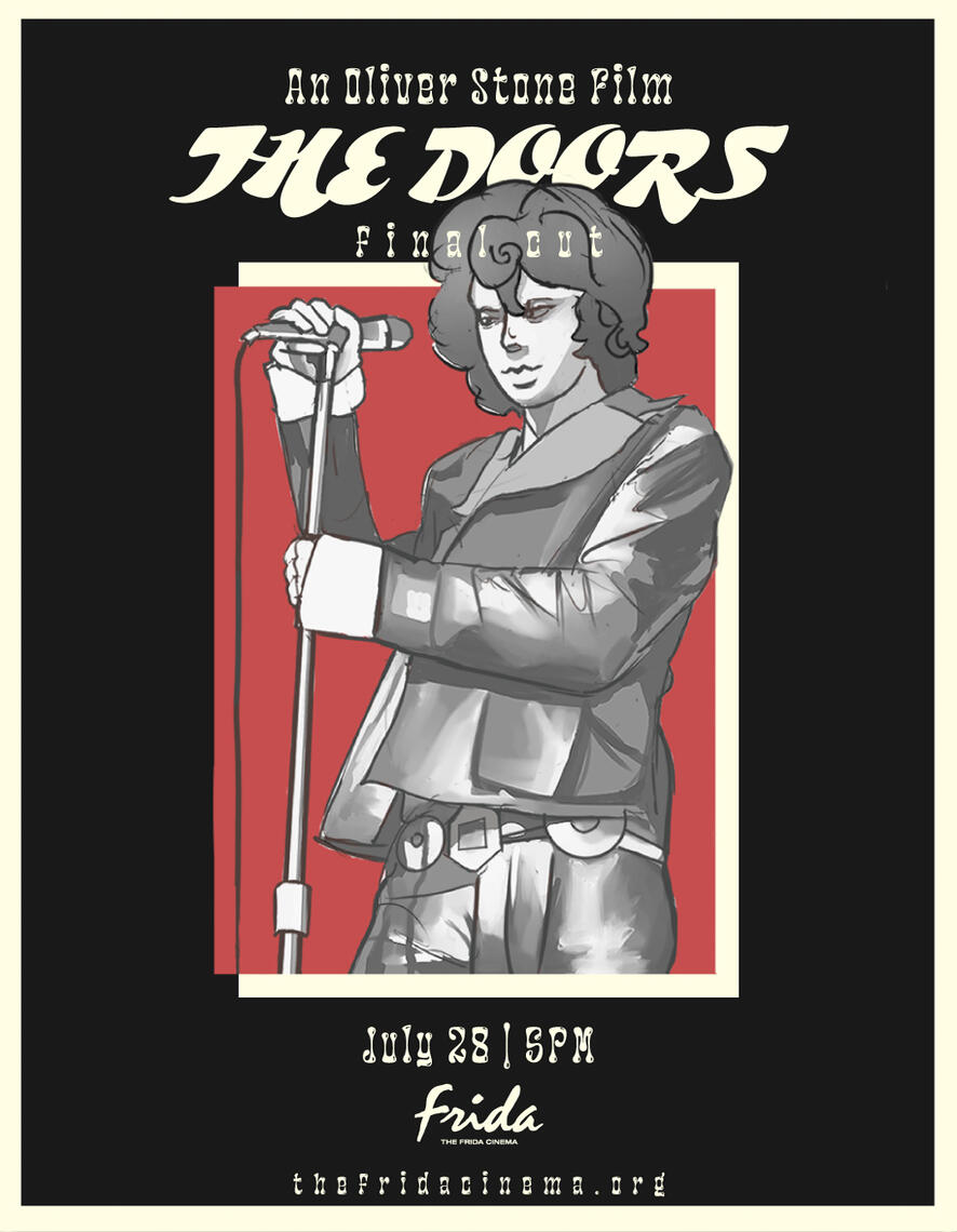 "The Doors"; A graphic for the 1991 movie directed by Oliver Stone which tells the story of Jim Morrison (Val Kilmer), the frontman of the '60s American rock band, "The Doors". "The Doors"; A graphic for the 1991 movie directed by Oliver Stone which tells the story of Jim Morrison (Val Kilmer), the frontman of the '60s American rock band, "The Doors".